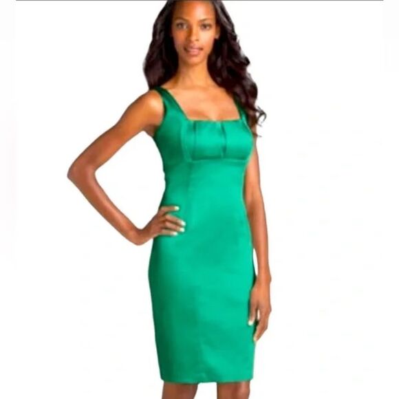 Calvin Klein Green Satin Fitted Bodice Cocktail Dress size S - Picture 1 of 9